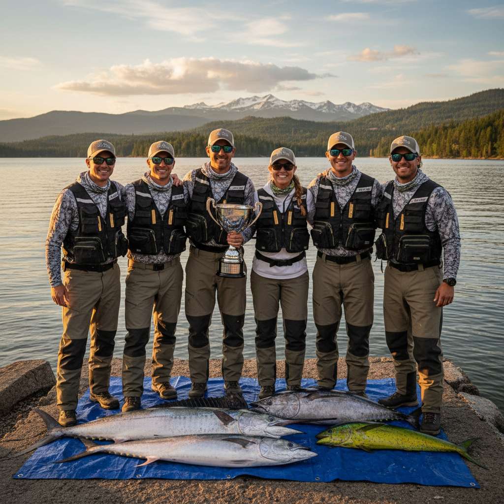 Anglers competing at a fishing tournament