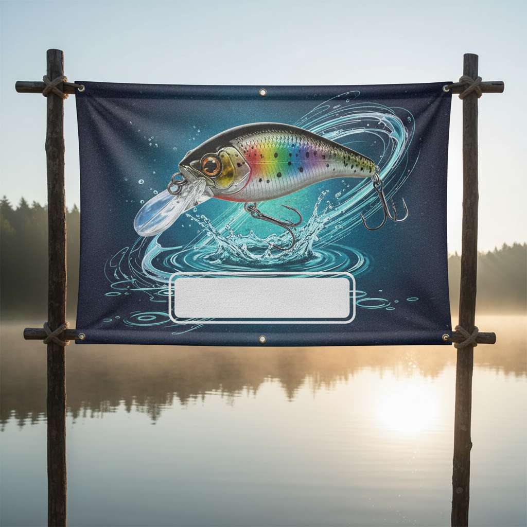 Fishing lure and gear blurred as CTA banner background