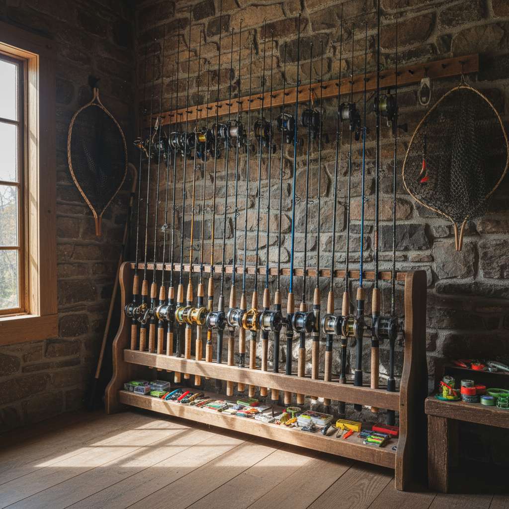 Display of top fishing rods